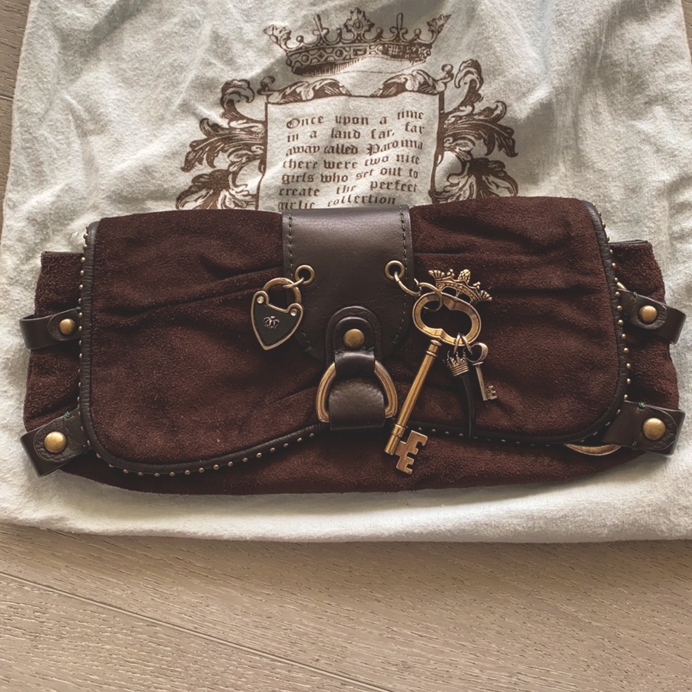 Juicy Couture Brown Suede Clutch